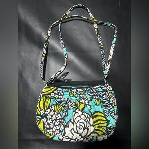 Vera Bradley Island Bloom rare Frannie Purse Green Teal Floral Crossbody retired